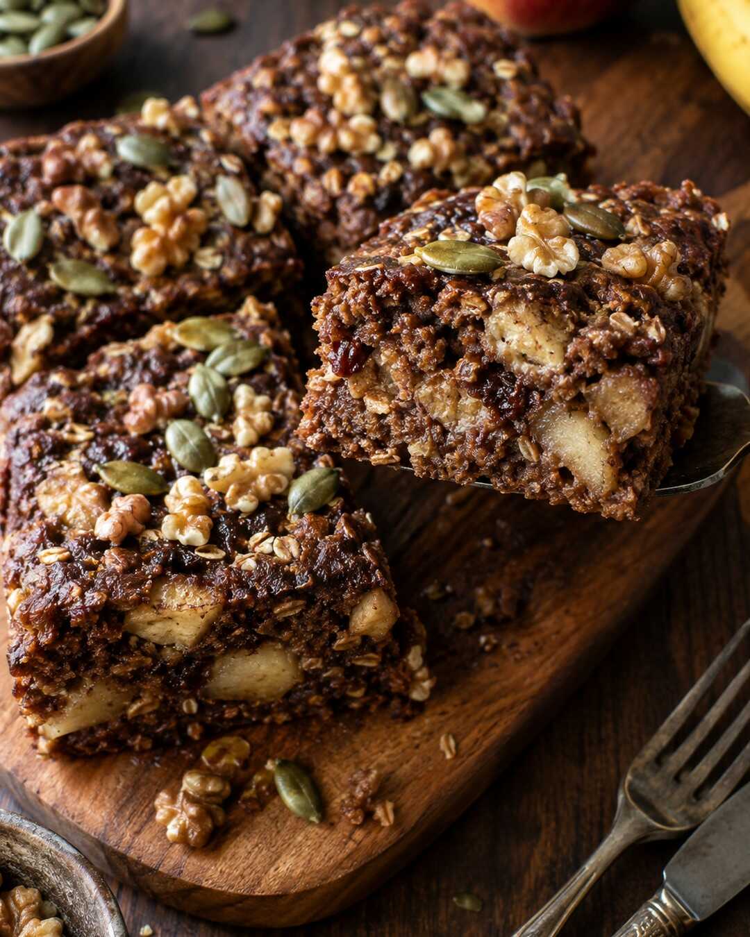 Oat, Apple and Banana Cake With No Flour and No Added Sugar