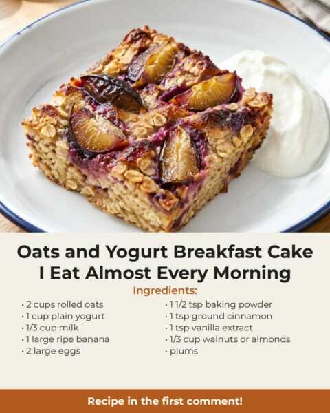 Oats and Yogurt Breakfast Cake I Eat Almost Every Morning, No Flour