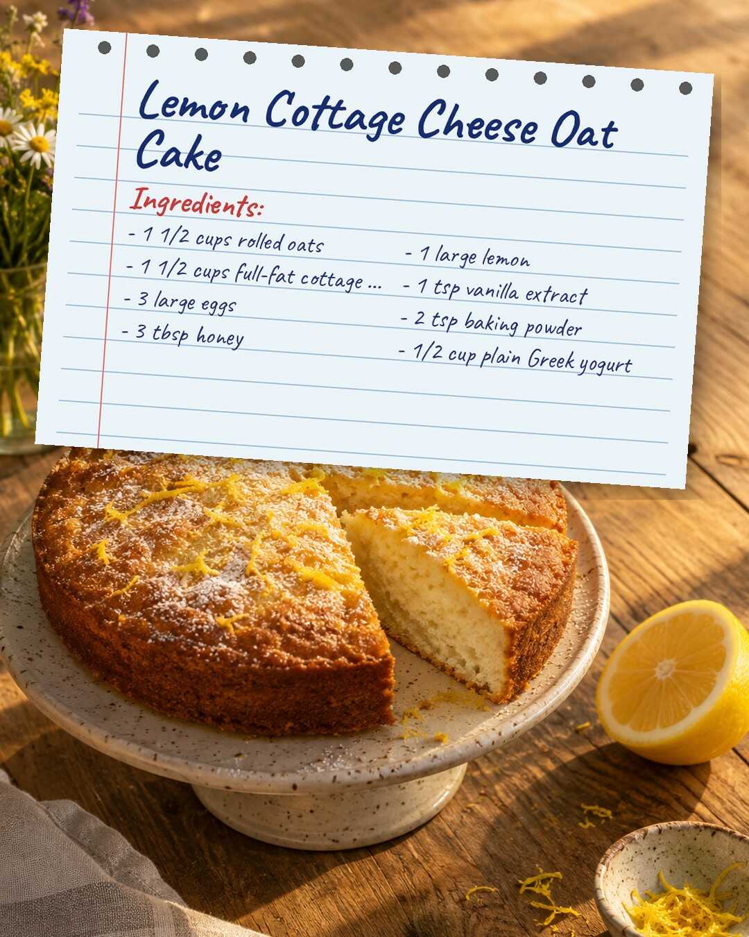 Lemon Cottage Cheese Oat Cake, the One I Bake Instead of Cheesecake