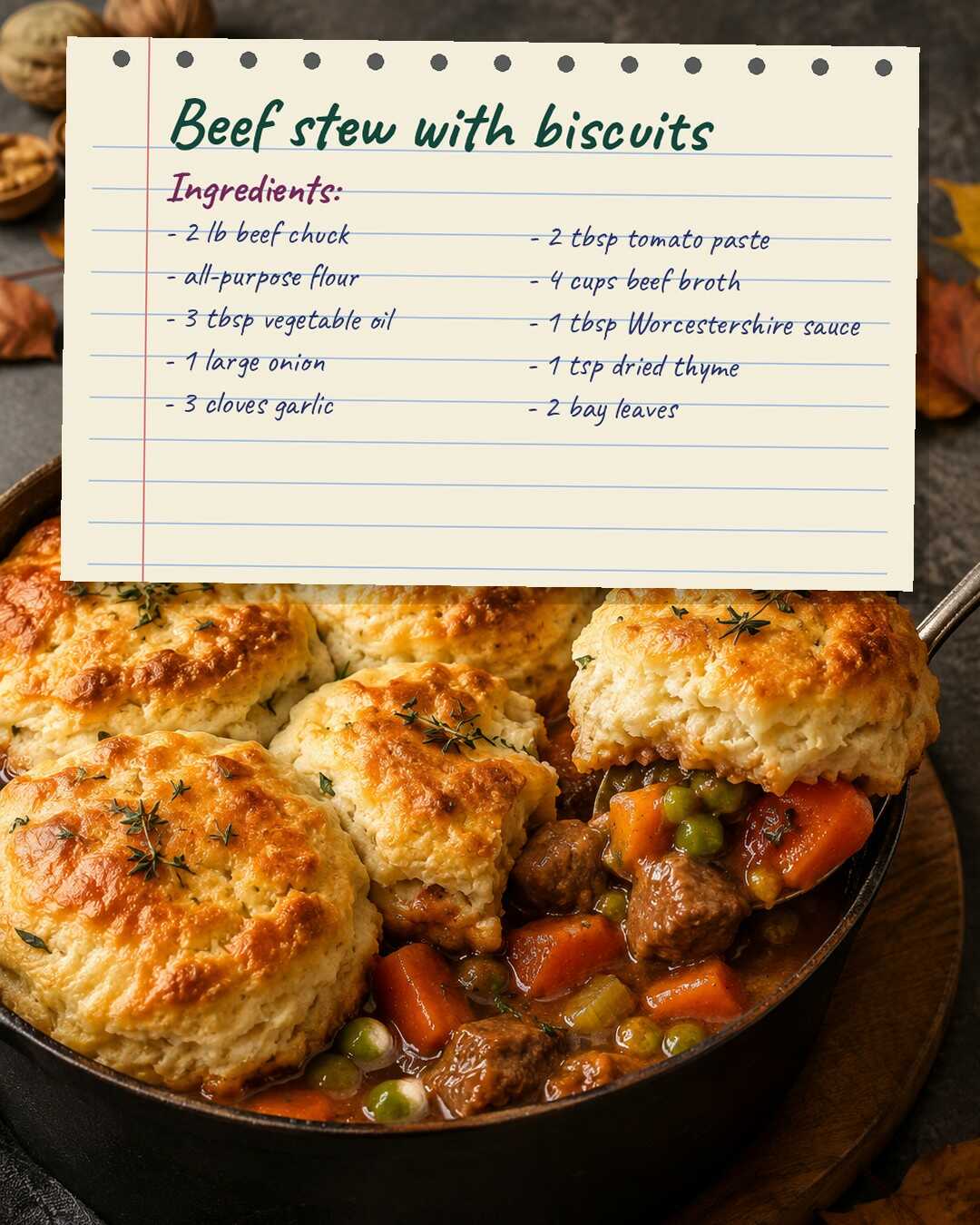 Grandma's Beef Stew With Buttermilk Biscuits Baked Right on Top