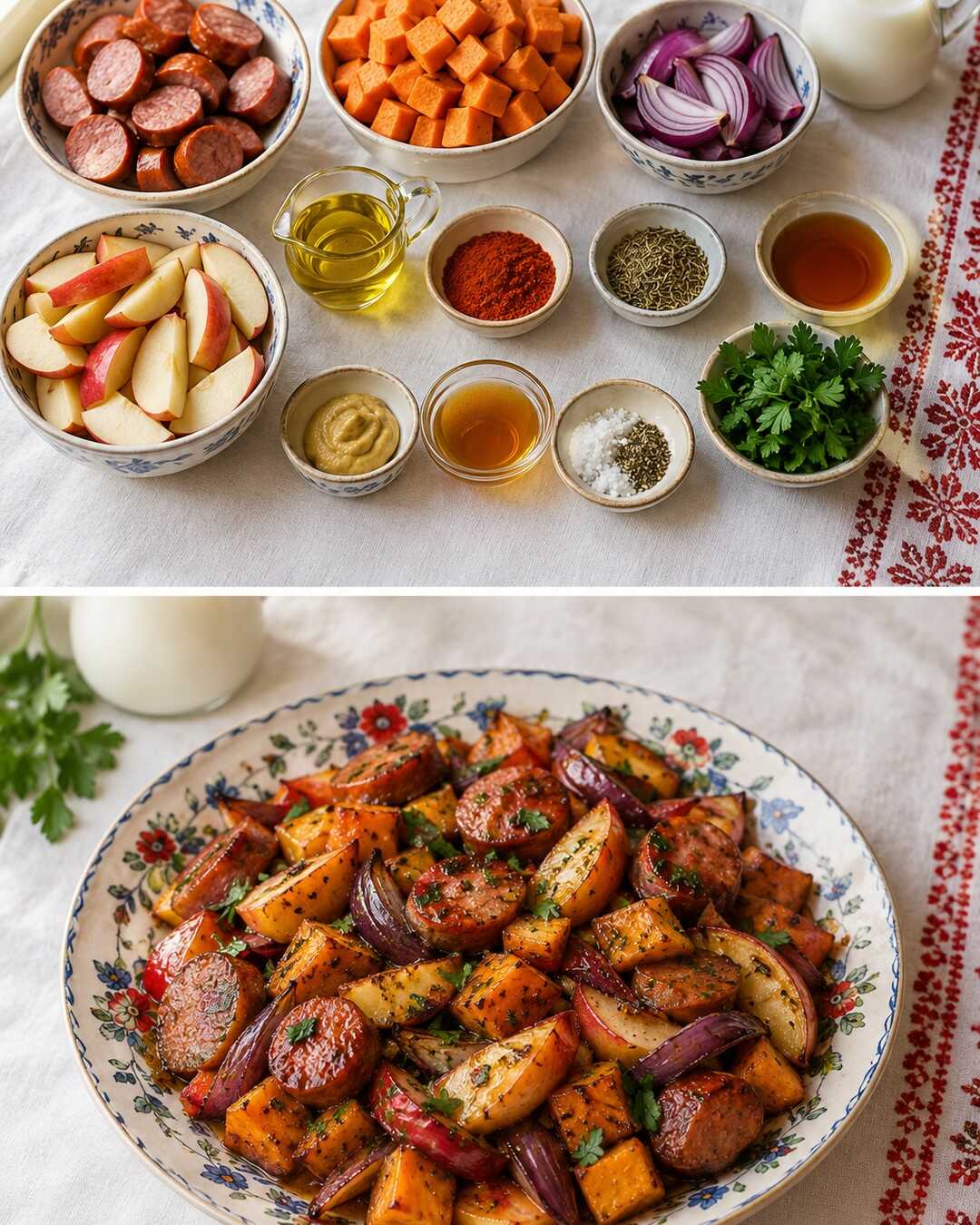 Sheet-Pan Sausage with Apples and Sweet Potatoes My Family Loves
