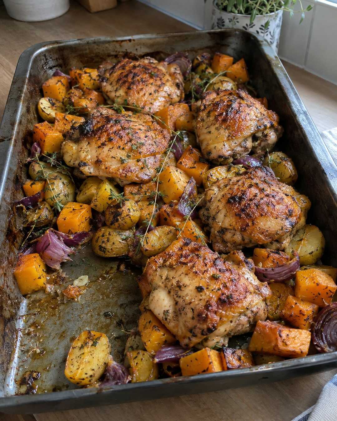 Sheet-Pan Chicken Thighs with Butternut Squash I Make Every Week